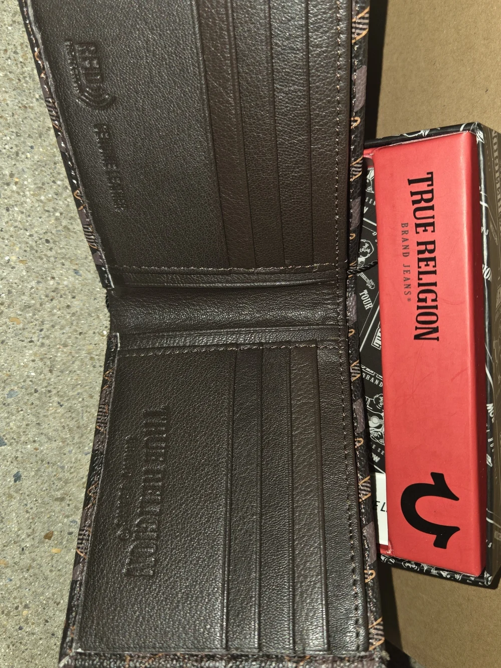 True Religion Brown Patterned Men's Card Holder Wallet